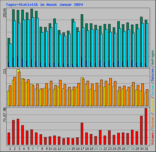 Tages-Statistik im Monat Januar 2024